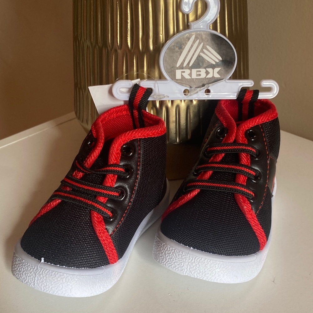 RBX Kids Black and Red High-Top Sneakers